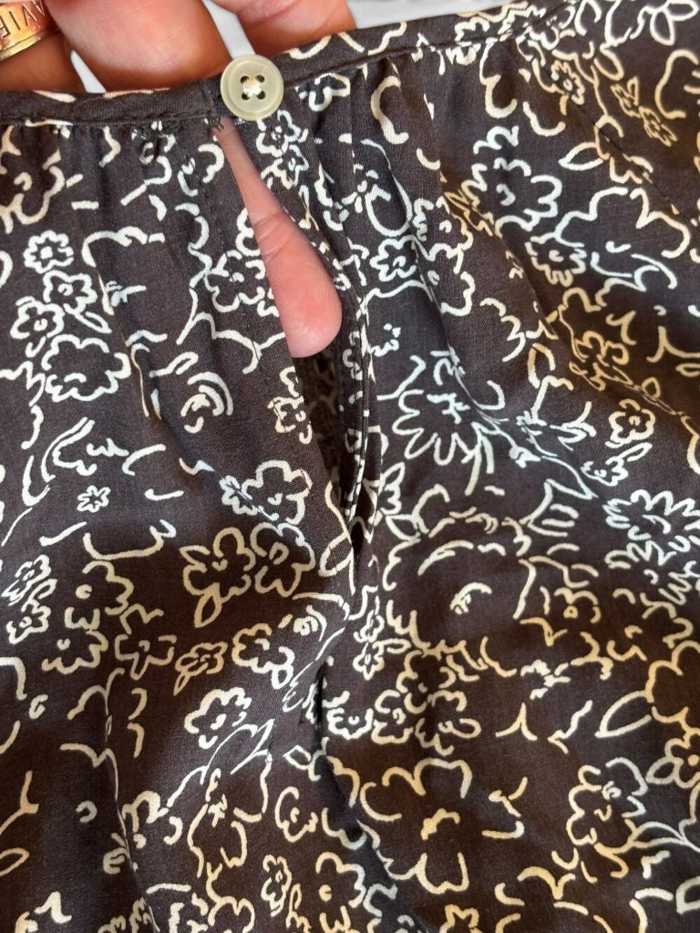 LOFT Outlet Brown Floral Print Peasant Blouse Boho Cottagecore Size L - Picture 5 of 12